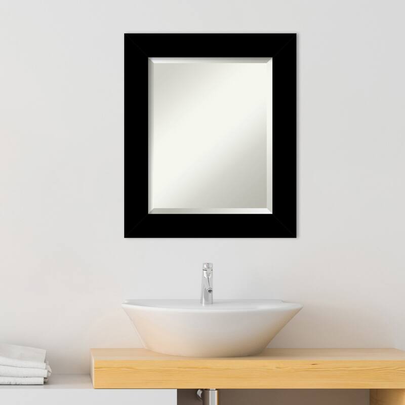 Basic Beveled Wood Framed Bathroom Vanity Wall Mirror