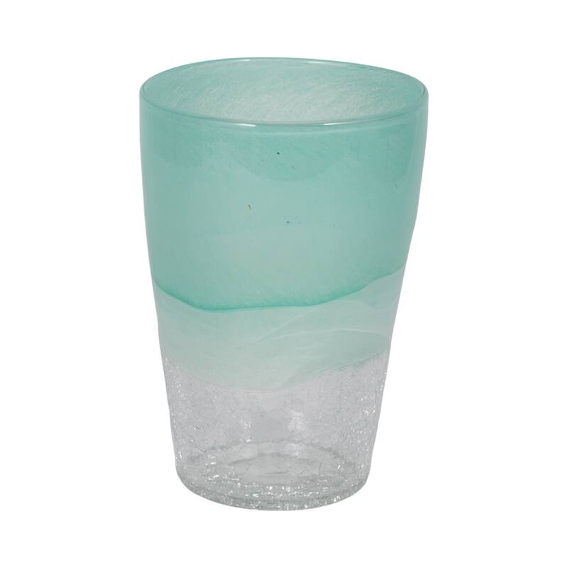 Sagebrook Home Fluted Glass Vase, Aqua Haze - Aqua - 7" x 7" x 9"