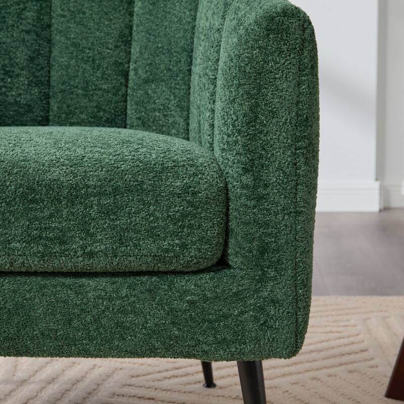 29.9" W Mid-Century Chenille Armchair with Metal Legs