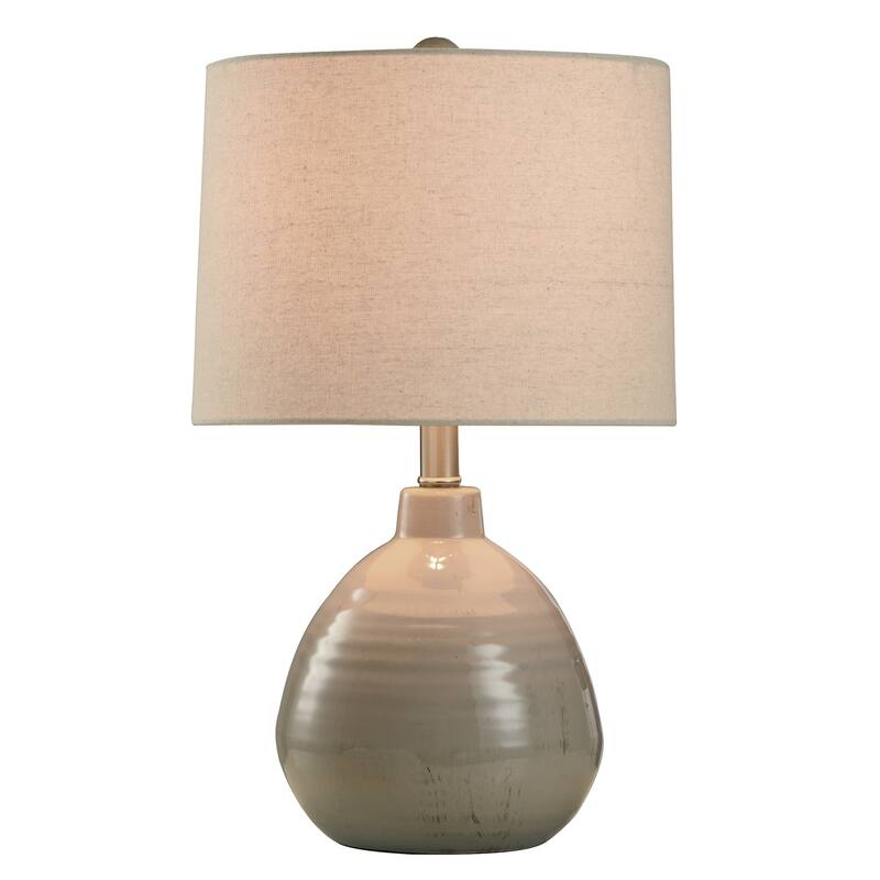 StyleCraft Cameron Ceramic Coconut Milk Table Lamp - Beige Hardback Linen Shade