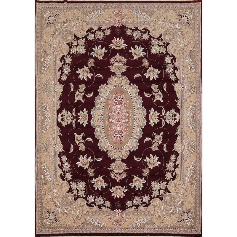 Victorian Style Tabriz Turkish Area Rug Machine-Made Carpet - 9'8" x 13'1"