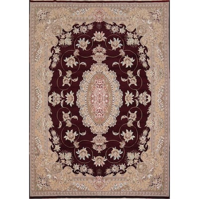 Victorian Style Tabriz Turkish Area Rug Machine-Made Carpet - 9'8" x 13'1"