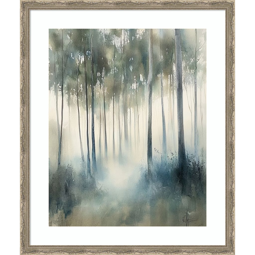 Shimmery Trees by Tradelink inhouse artist Wood Framed Wall Art Print - Mila Dark Silver