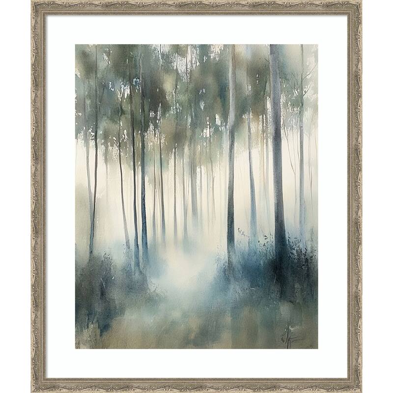 Shimmery Trees by Tradelink inhouse artist Wood Framed Wall Art Print - Mila Dark Silver