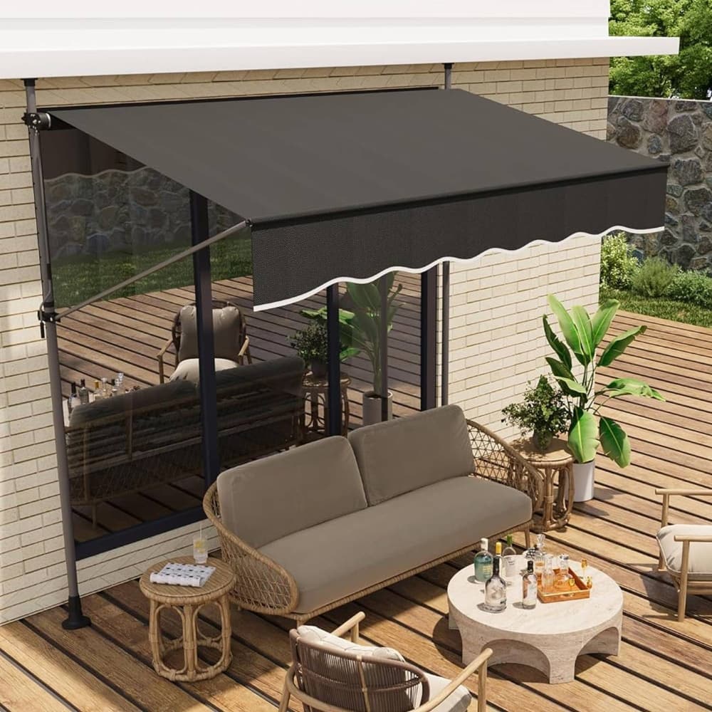 Outdoor Sunshade Shelter, Manual Patio Retractable Awning, UV Protection for Backyard Garden - N/A