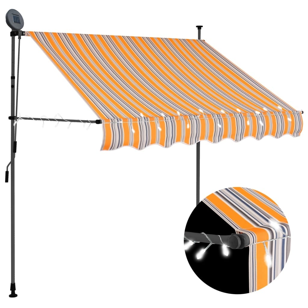 Global Pronex Manual Retractable Awning with LED 59.1 inch Yellow and Blue