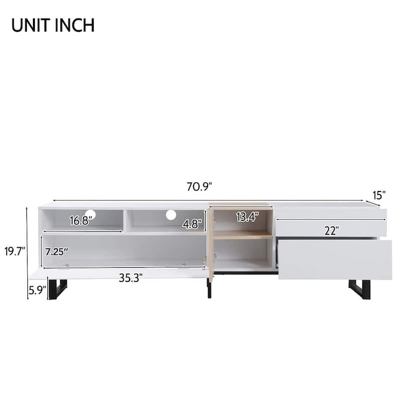 70.90'' Modern TV Stand with Drop Down Door