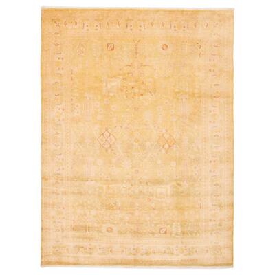 ECARPETGALLERY Hand-knotted Peshawar Oushak Gold, Green Wool Rug - 8'9 x 11'10