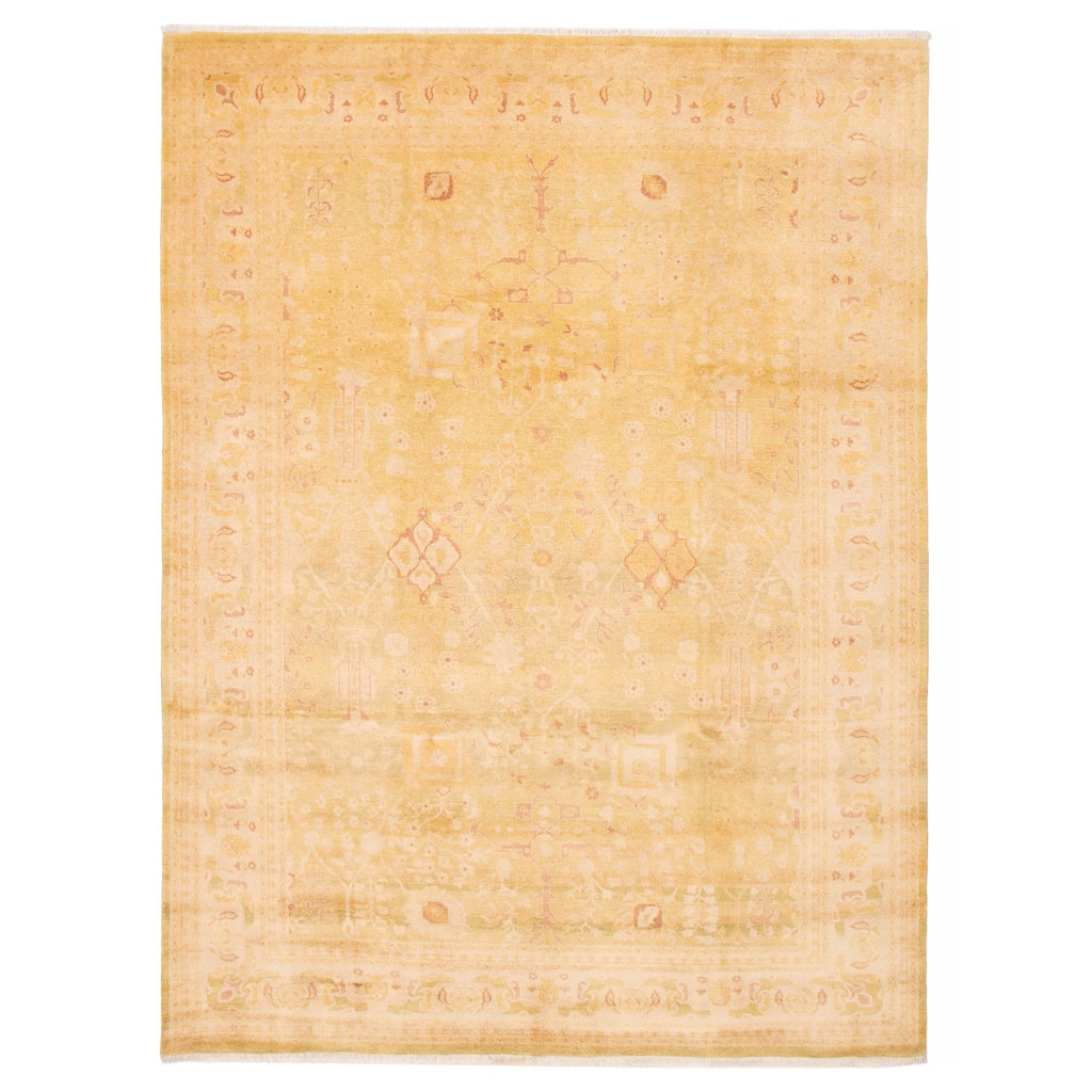 ECARPETGALLERY Hand-knotted Peshawar Oushak Gold, Green Wool Rug - 8'9 x 11'10