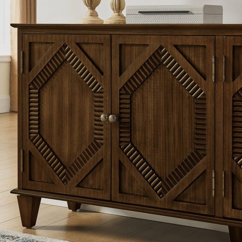 Mid Century Modern Sideboard Buffet Cabinet with Solid Wood Legs for Storage and Display