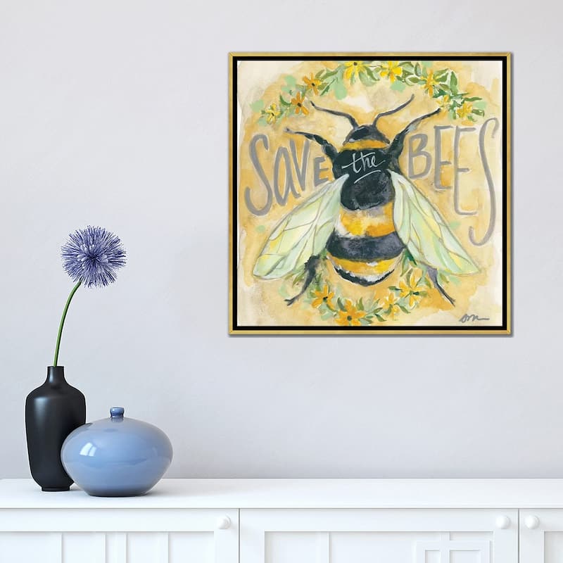 iCanvas "Save The Bees" by Jessica Mingo Framed Canvas Print