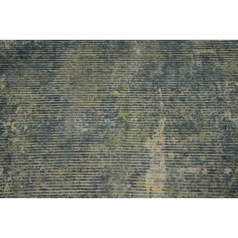 Hand Knotted Oriental Viscose Silk Carpet Modern All-Over Green Abstract Area Rug - 7' 9'' X 5' 4''
