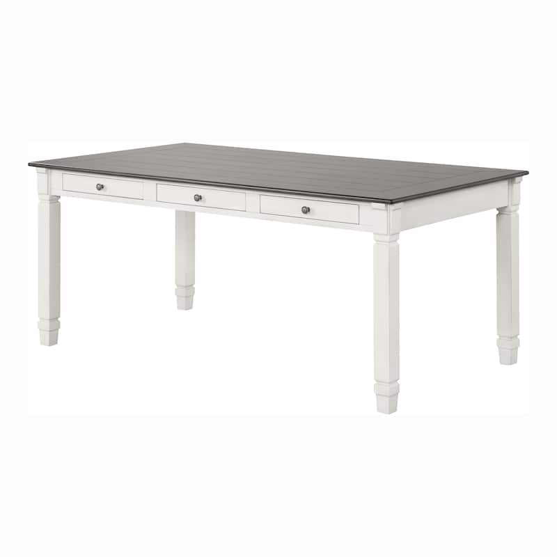 Furniture of America Badvard Farmhouse 5-Piece Rustic White Wood Dining Set with Drawers