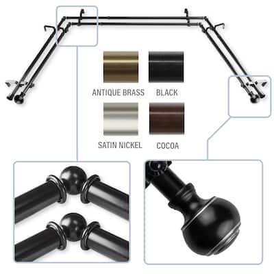 InStyleDesign Vesper 13/16" Double Bay curtain rod 20"-36", 38"-72"