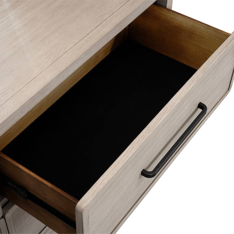 Furniture of America Billet Modern 2-Piece Natural Oak Wood 6-Drawer Dresser and Mirror Set