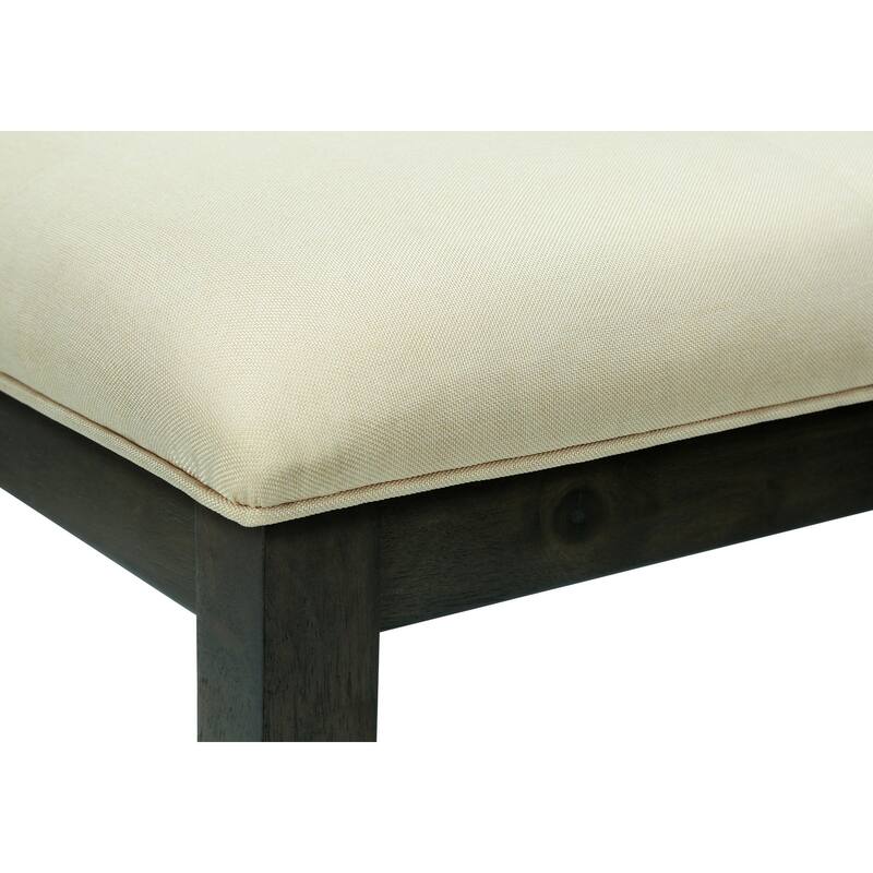 Bench, 42" Rectangular, Wood, Upholstered, Dining Room, Kitchen, Entryway, Brown And Beige, Transitional