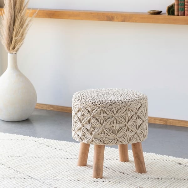 Livabliss Anaye Macrame Boho Small Stool