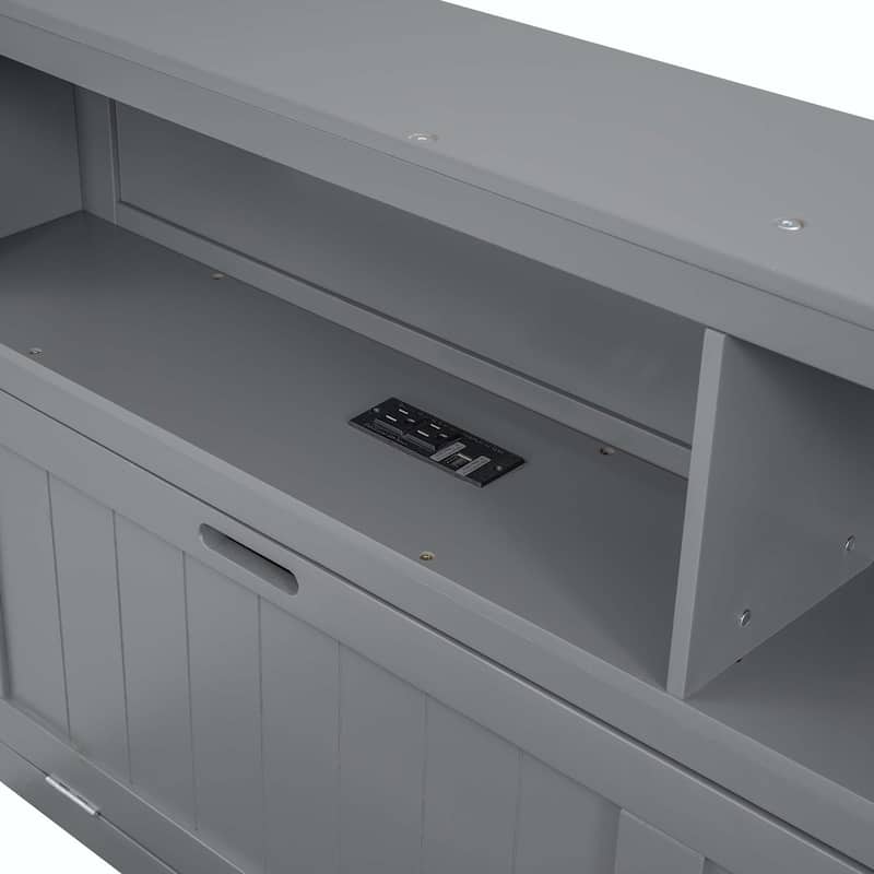 Wood Full Size Hydraulic Platform Bed with Storage LED Headboard