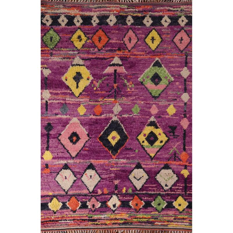 Plush Moroccan Area Rug Handmade Oriental Wool Carpet - 6'2" x 9'10"