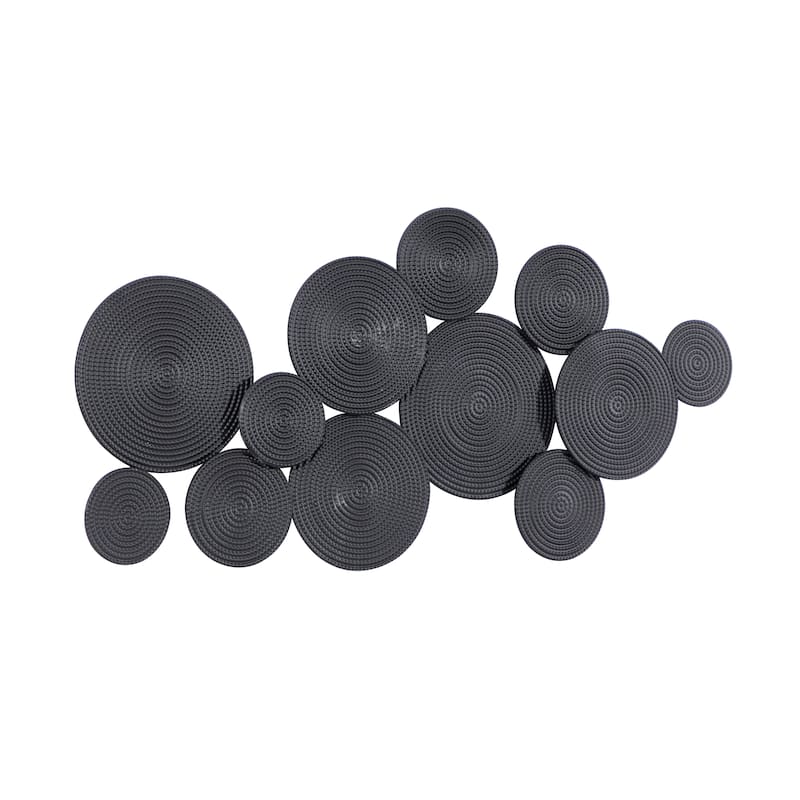 Metal Plate Wall Decor with Textured Circles - Gold or Black - CosmoLiving by Cosmopolitan