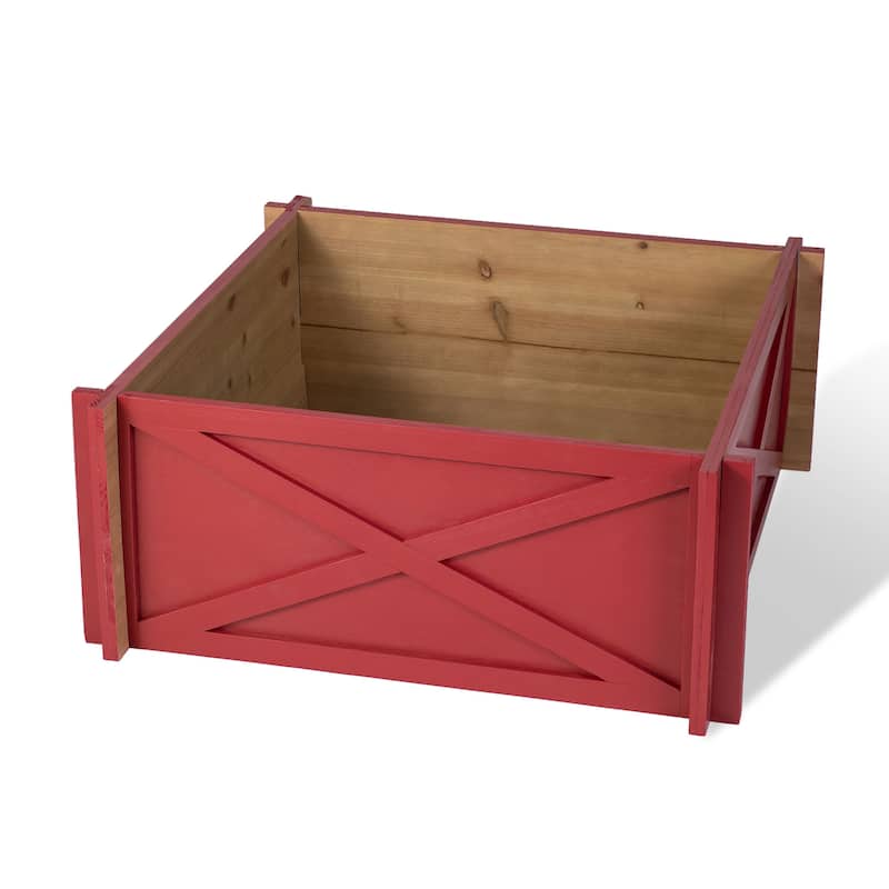 Glitzhome 24.5" or 27.5"L Solid Wooden X-shape Christmas Tree Collars - 27.5"L Red