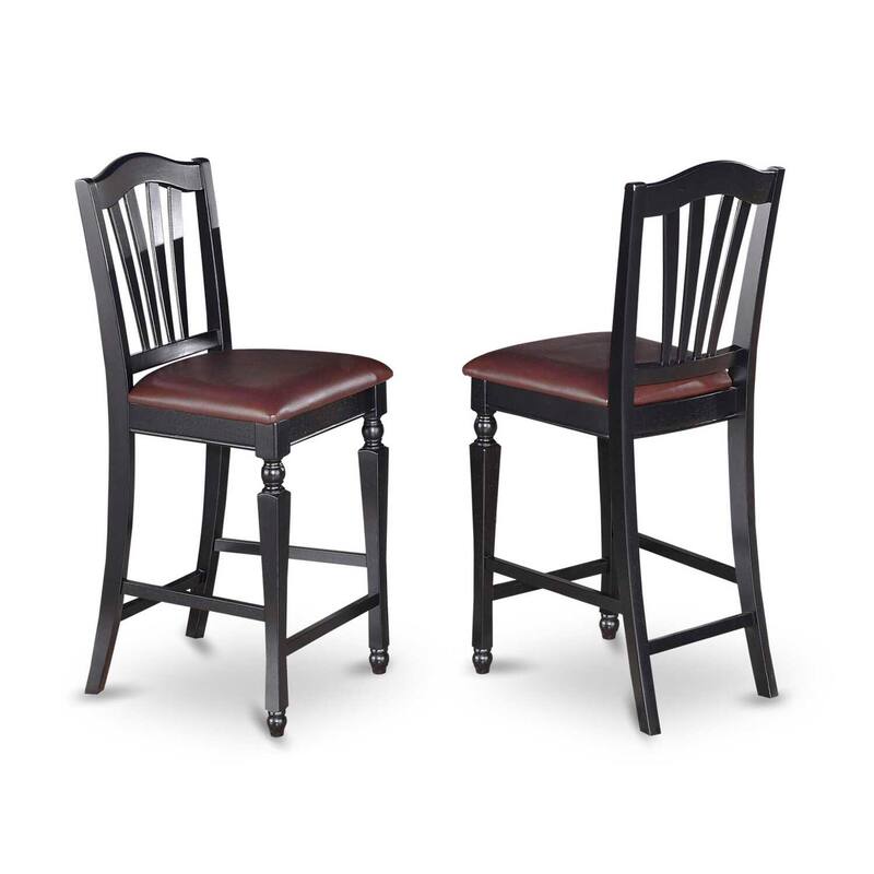 Counter Height Dining Set - 3 Piece Table & Chairs - Modern Kitchen Pub Set - 36x36 Inch - Black & Cherry