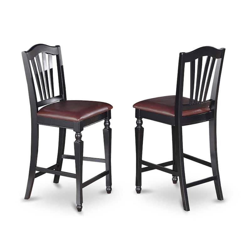 Counter Height Dining Set - 5 Piece Table & Chairs - Kitchen Set - Modern Design - Black & Cherry Finish