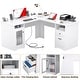 preview thumbnail 17 of 70, Modern Farmhouse L-Shape Desk with File Cabinet and Drawers, Homer Office Executive Desk with Charge Station