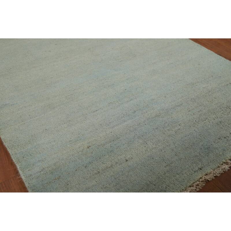 Green Gabbeh Modern Foyer Rug Hand-Knotted Accent Wool Carpet - 2'9"x 4'0"