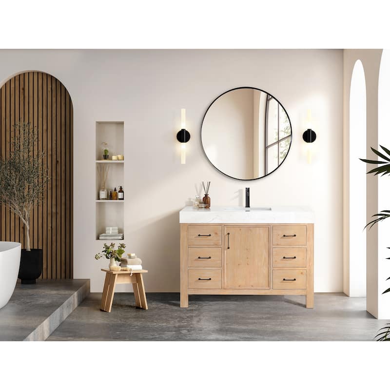 Leon 48 in. Single Bathroom Vanity with Composite Stone Top