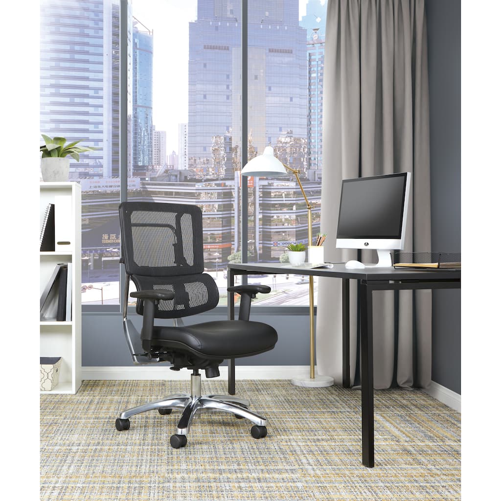 Black Mesh Back with Custom Fabric Seat and Chrome Base