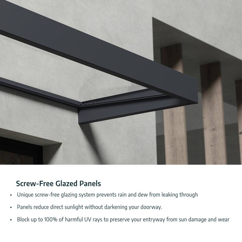 Garamond 3 ft. Gray/Clear Door and Window Fixed Awning