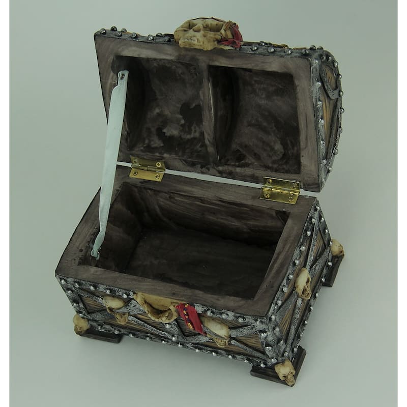 Skull And Swords Pirate Treasure Chest Trinket Box - 5.5 X 7.25 X 4.75 inches