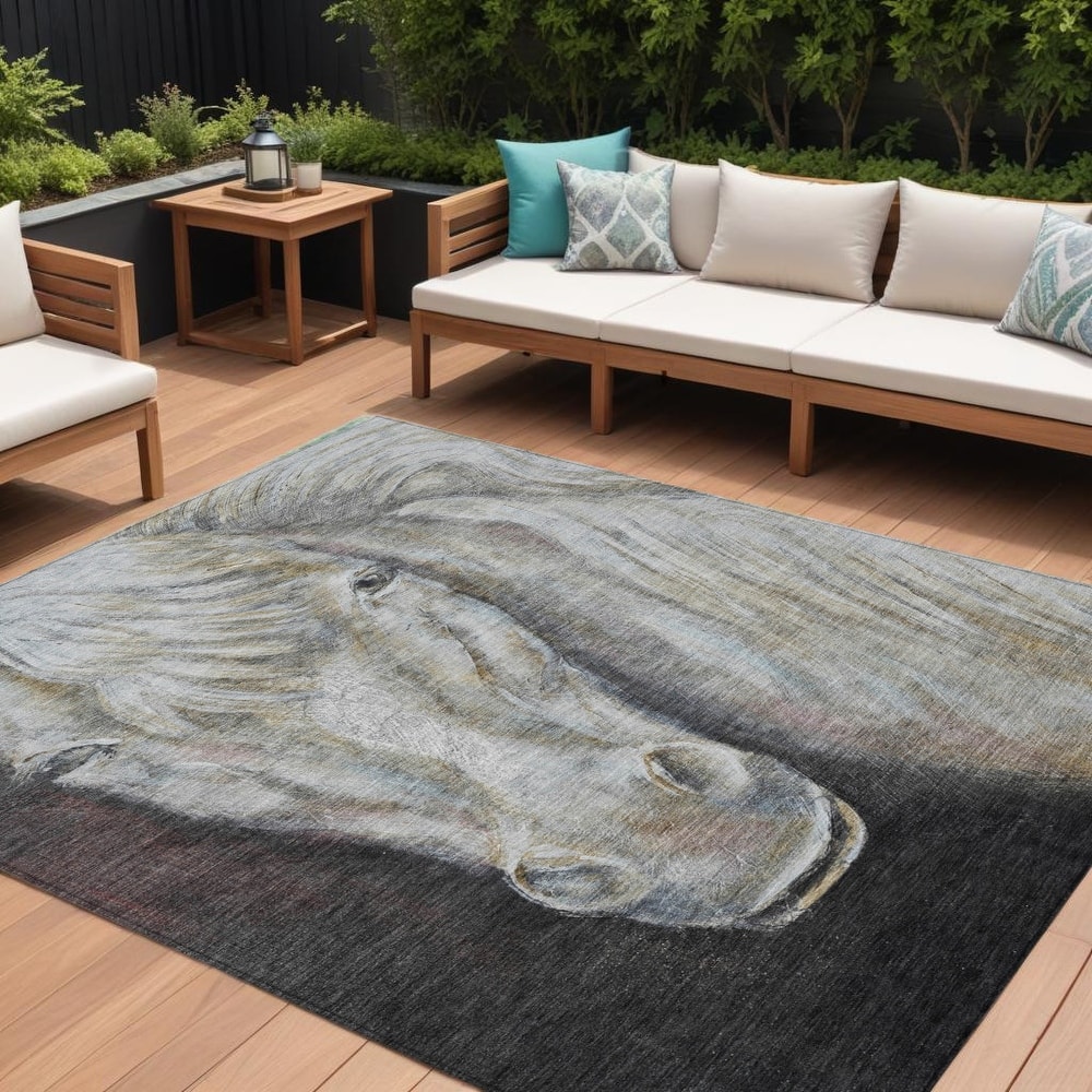 HomeRoots Animal Print Transitional Rectangle Outdoor Rug