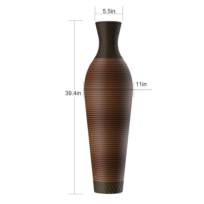 Hand-Woven PVC Rattan Floor Vase