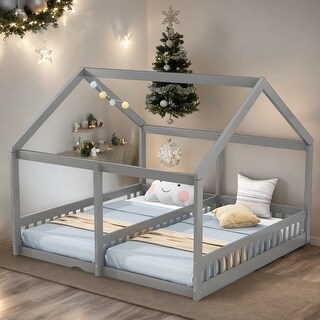 Kids and Baby Twin Size House Shaped Platform Beds,Two Shared Beds