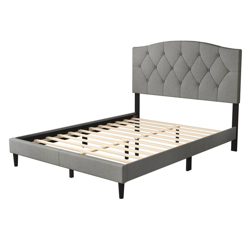 CraftPorch Classic Diamond Button Tufted Upholstered Platform Bed