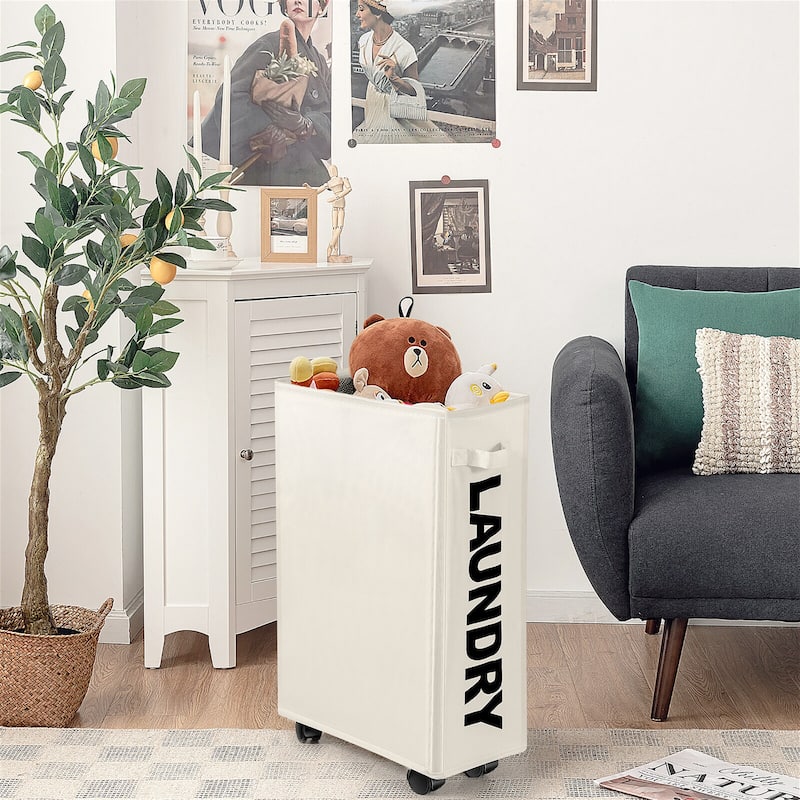 Gymax 21'' Slim Laundry Basket Hamper 10 Gallon Collapsible Waterproof