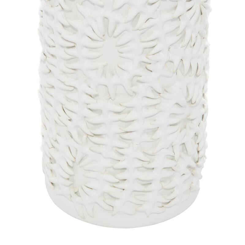 Ceramic Leaf Embossed Decorative Vase - White - Roche River Decor