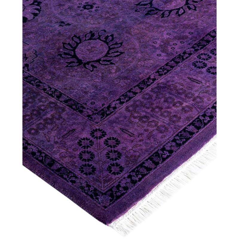 Overdyed One-of-a-Kind Hand-Knotted Area Rug - Purple - 3' 2" x 16' 4"