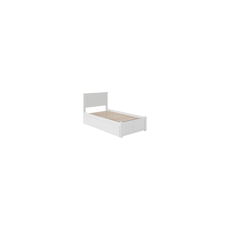 Vibes Twin XL Platform Bed with Trundle & Footboard - White, Mattress Ready