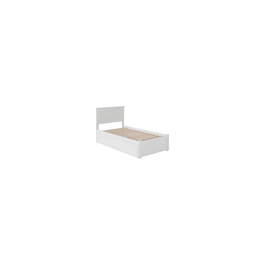 Vibes Twin XL Platform Bed with Trundle & Footboard - White, Mattress Ready