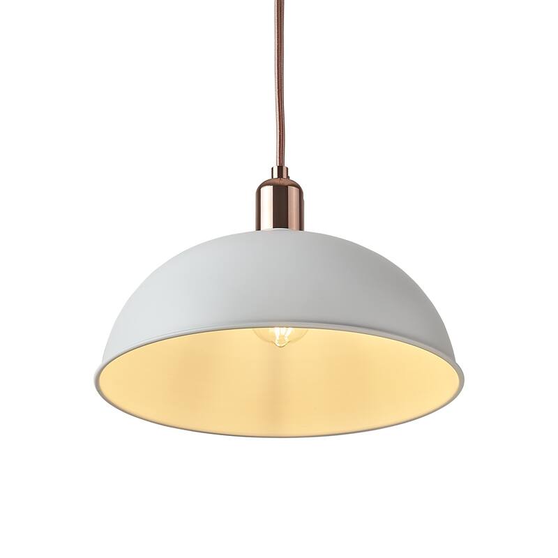 1 Light Pendant in White and Glossy Copper Finish - 13.75"W x 13.75"D x 9.5"H
