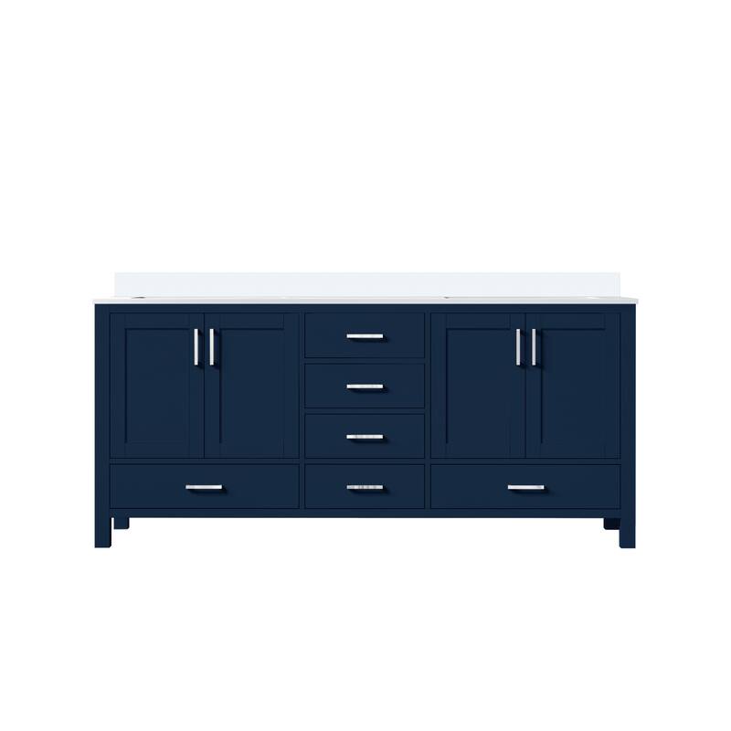 Jacques 72 in. W x 22 in. D Navy Blue Double Bath Vanity and White Quartz Top
