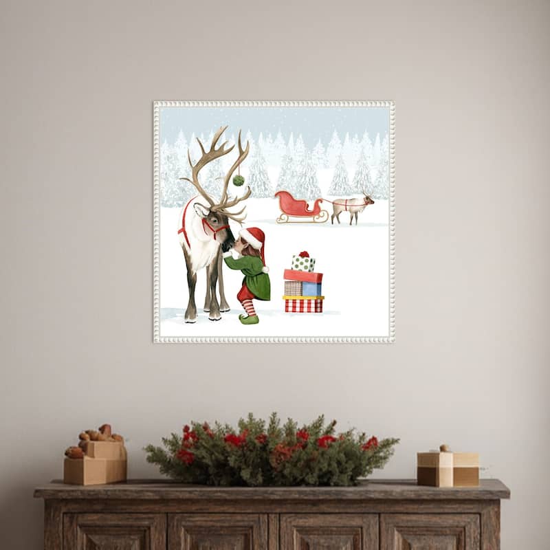 Christmas Love II by Grace Popp (22 x 22 in.), Framed Canvas Wall Art Print - Sylvie Beaded White