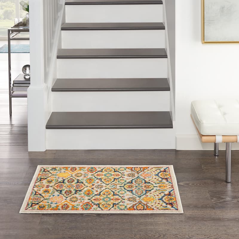 Nourison Allur Contemporary Boho Floral Medallion Area Rug - 2' x 3' - Ivory/Multicolor