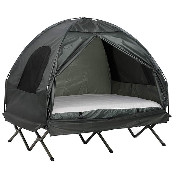 Outsunny 2 Person Portable Elevated Camping Cot Tent Combo Set