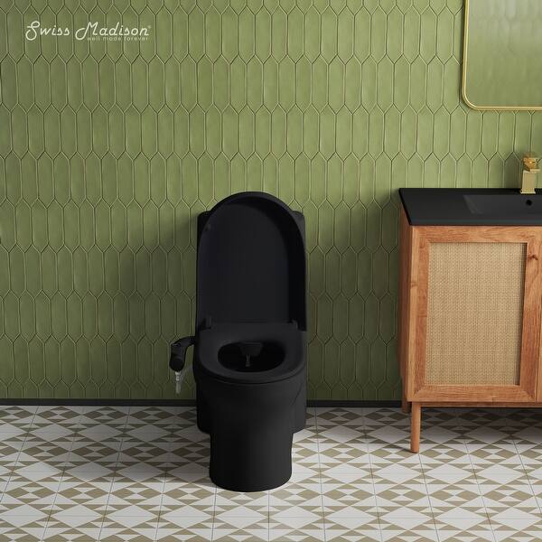 slide 2 of 7, Aqua Non-Electric Bidet Toilet Attachment In Glossy Black With Black Knob