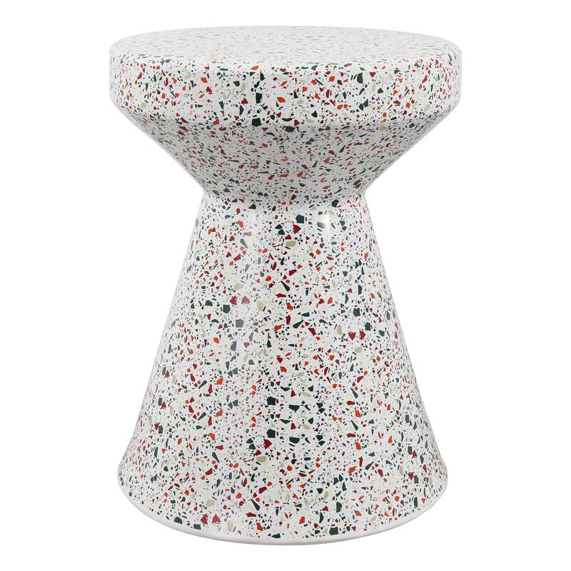 Indi 17.75" Modern Bohemian Terrazzo Indoor/Outdoor Drum Accent Table, by JONATHAN Y - Multi