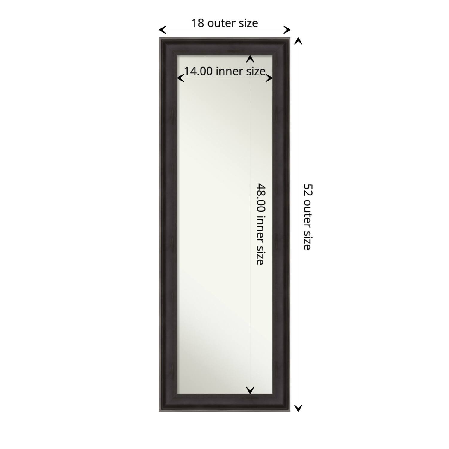 NonBeveled Wood Full Length On The Door Mirror Allure Charcoal Frame